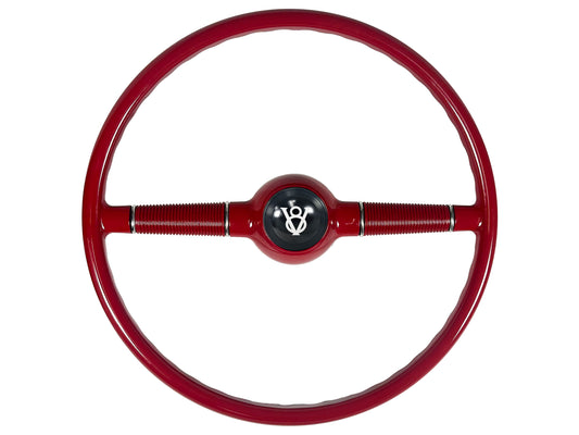 16" Forty Red Steering Wheel with Hot Rod V8 Horn Cap