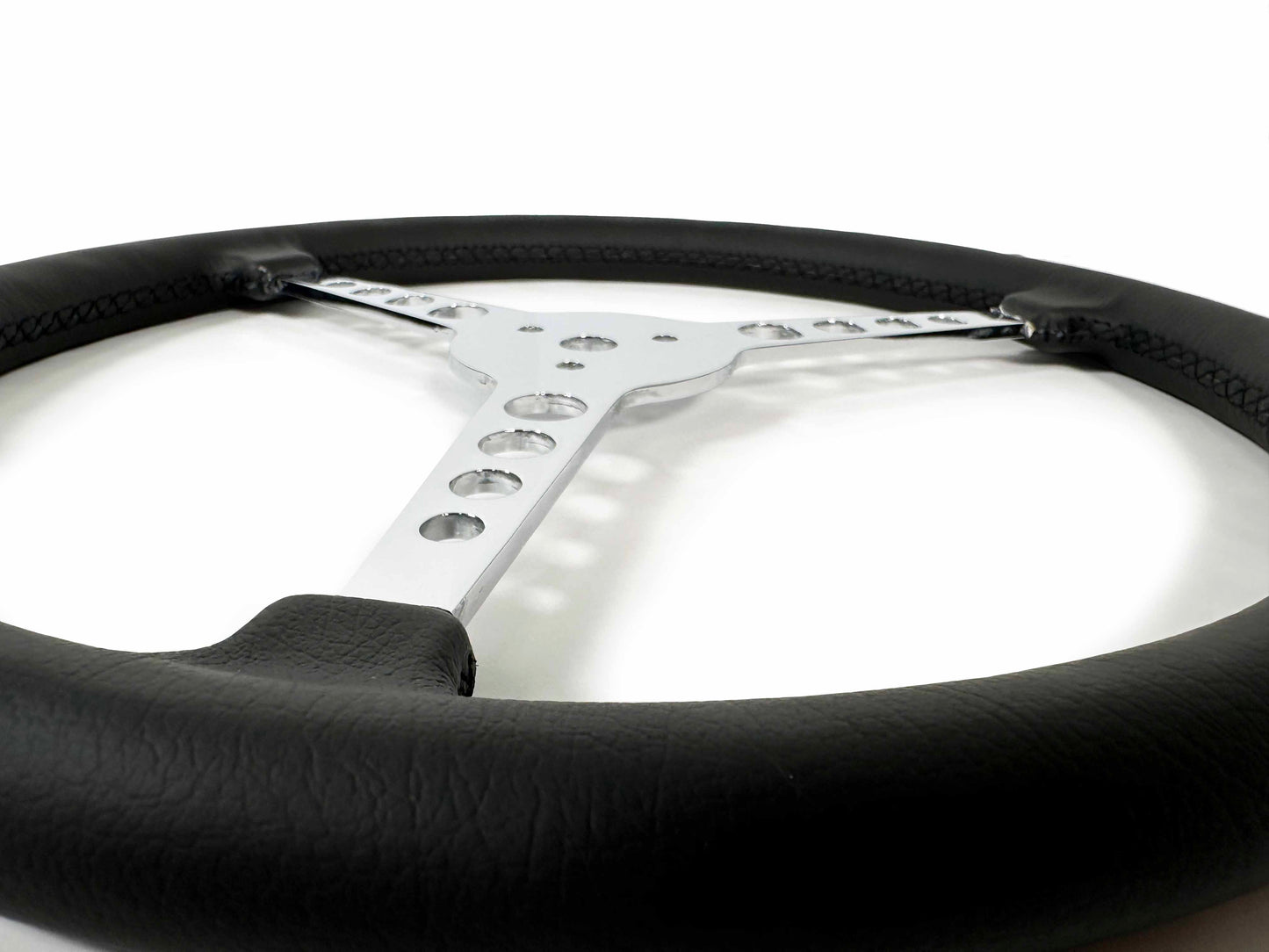 15" Leather 3-Bolt Sprint Steering Wheel, 3-Spoke with Holes