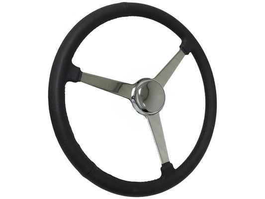 15" Leather 3-Bolt Sprint Steering Wheel Kit, Solid 3-Spoke