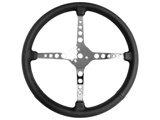 15" Leather 3-Bolt Sprint Steering Wheel, 4-Spoke with Holes