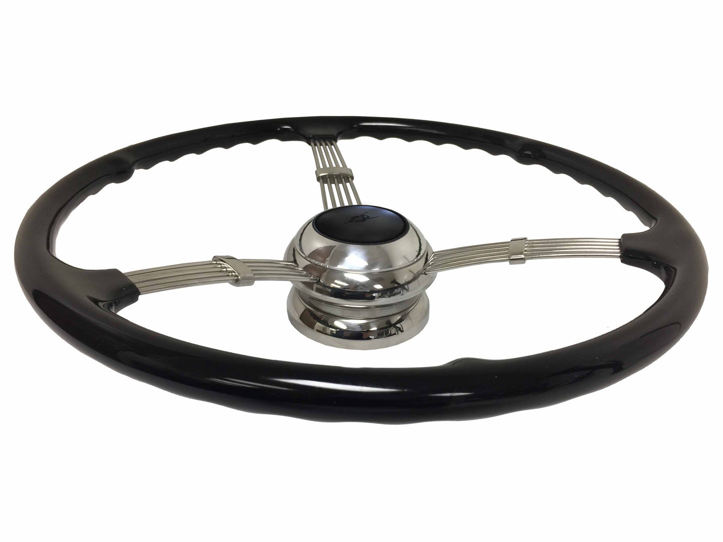 1935-37 Style 16" Banjo Steering Wheel Kit, Embossed V8 Horn Cap