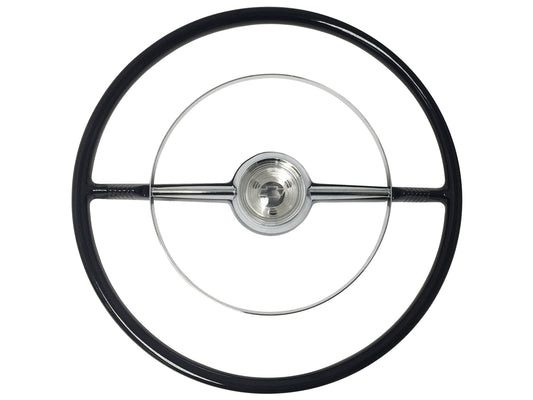 1953-54 Chevy Black Steering Wheel Kit, '53 Style Horn Cap