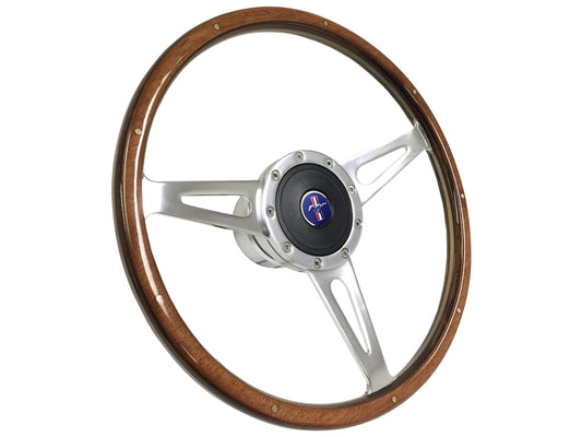 15" Deluxe Walnut Wood 9-Bolt Steering Wheel & Mustang Horn Button