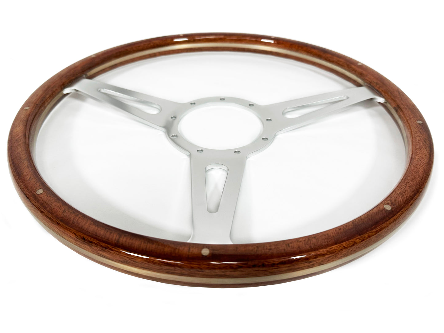 15" Deluxe Walnut Wood 9-Bolt Steering Wheel & Castle Horn Button