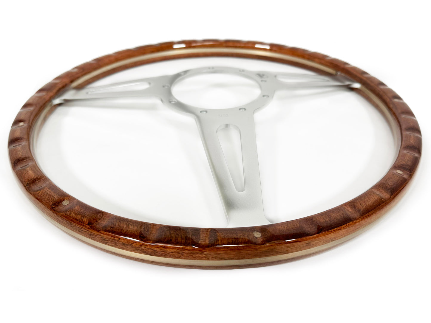 15" Deluxe Walnut Wood 9-Bolt Steering Wheel & Castle Horn Button