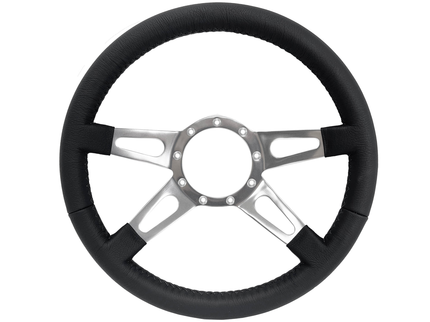 Premium Leather 9-Bolt Steering Wheel, Slotted Four Spoke