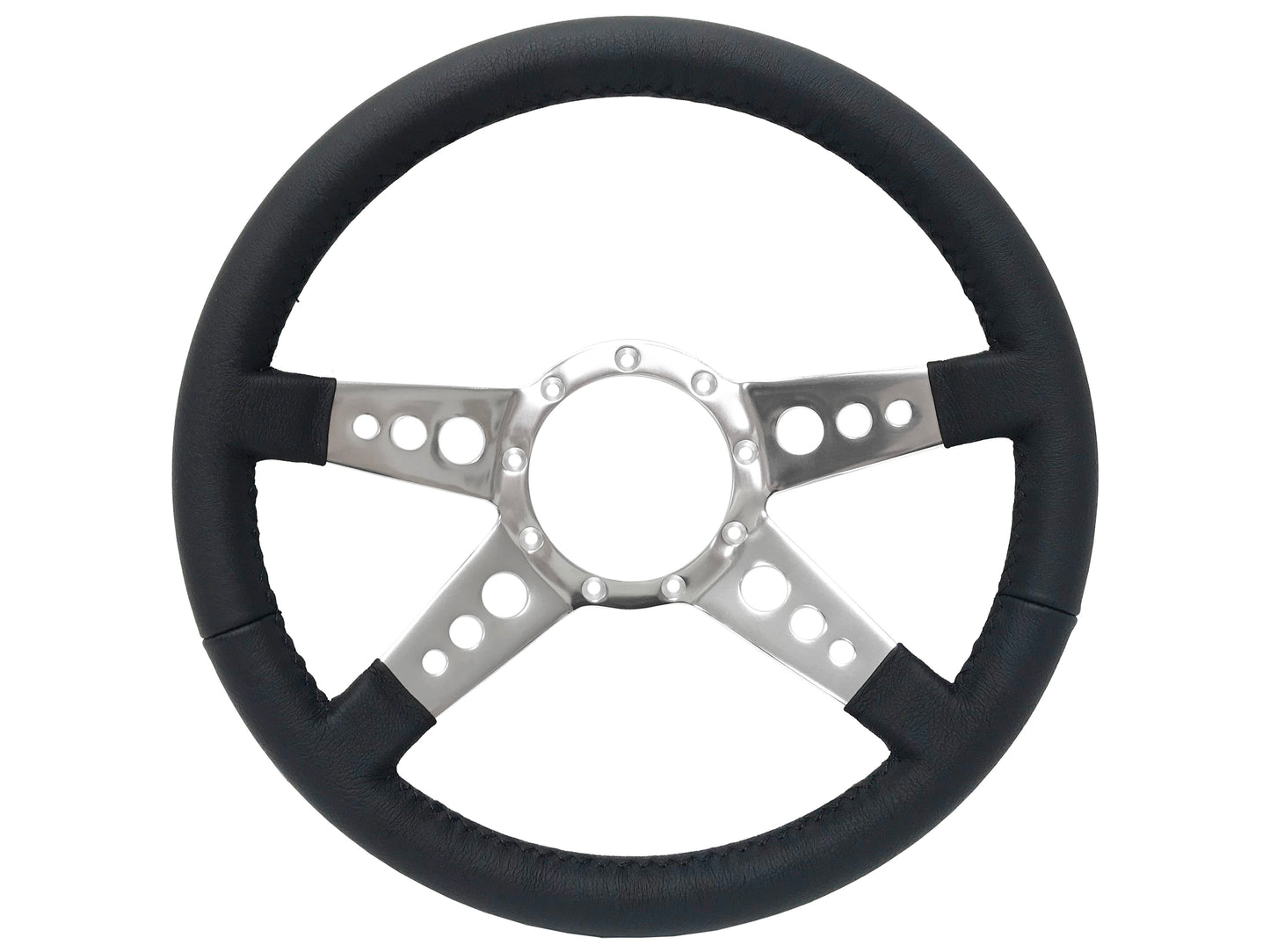 Premium Leather 9 Bolt Steering Wheel Four Spoke with Holes