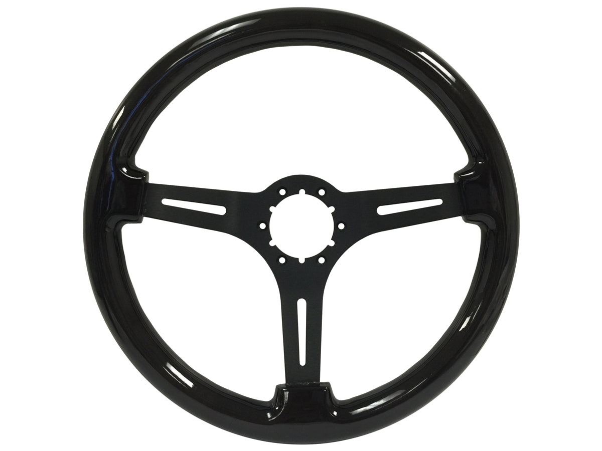 Black Ash Wood Black Center S6 Sport Steering Wheel