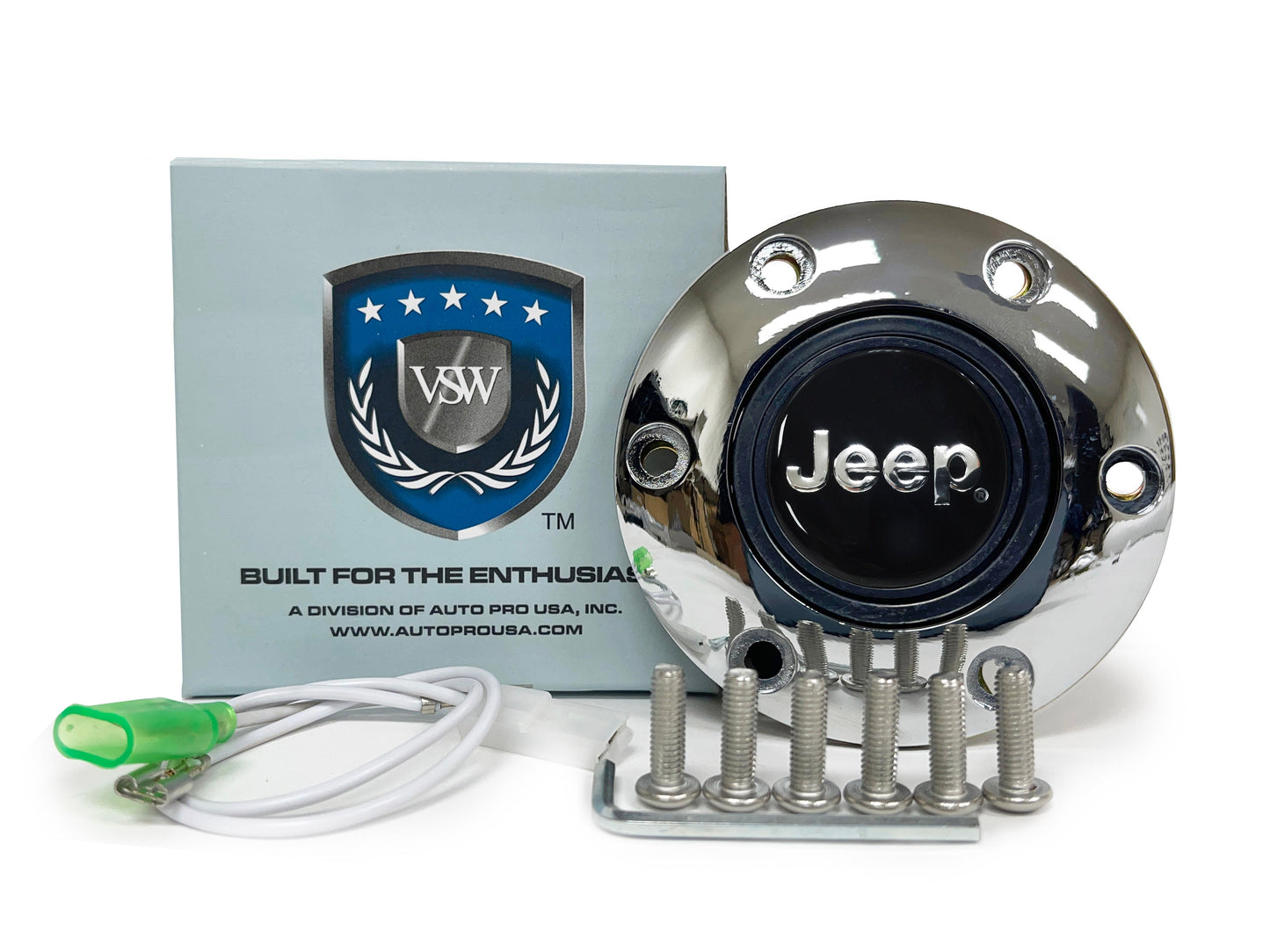 VSW S6 Chrome Horn Button with Jeep Emblem