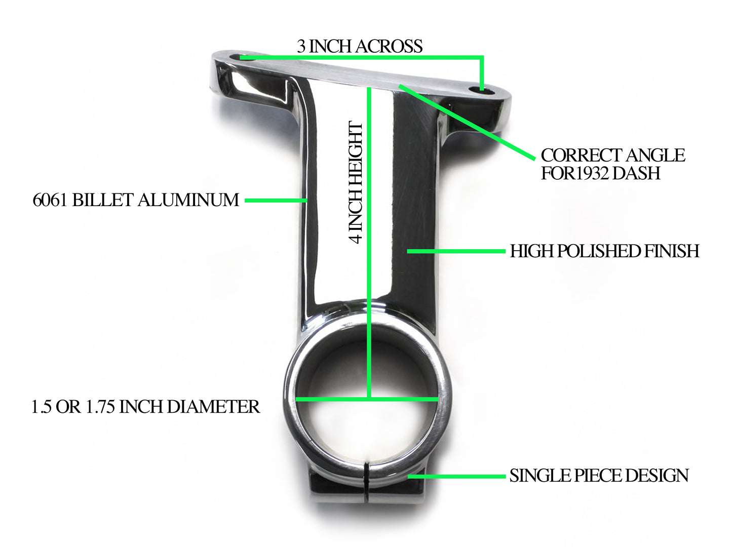 32 Style Column Drop, 4" Length, Polished 6061 Billet Aluminum