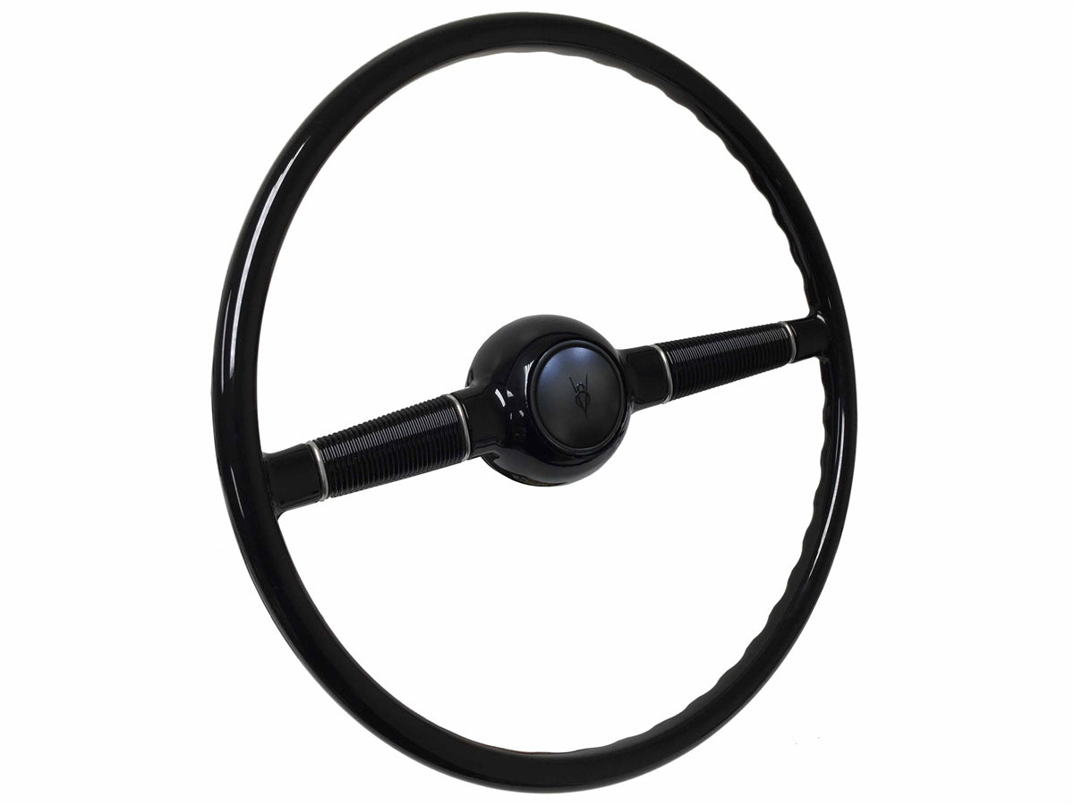 16" Forty Black Steering Wheel Kit with Embossed Ford V8 Horn Cap