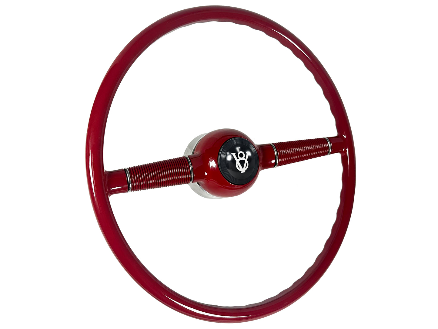 16" Forty Red Steering Wheel with Hot Rod V8 Horn Cap