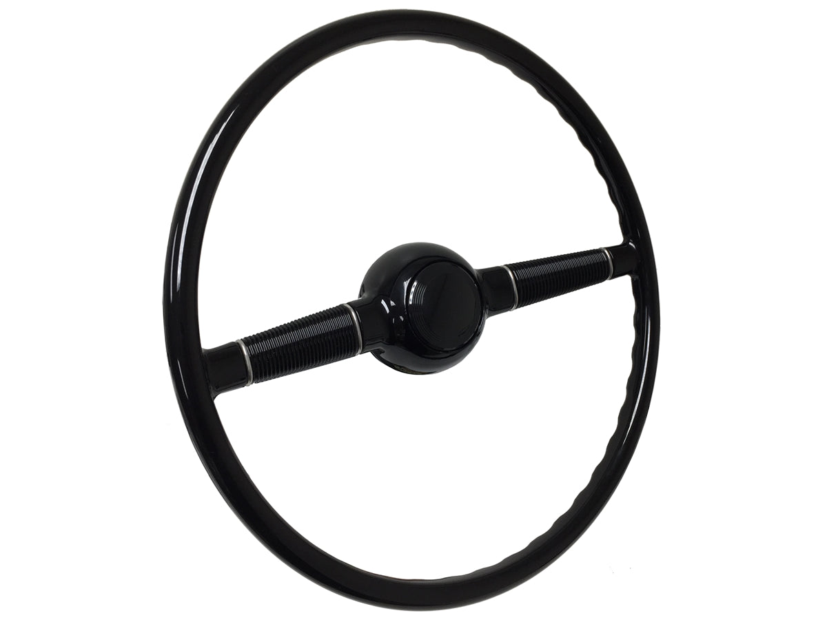 16" Forty Black Steering Wheel Kit with Black Horn Cap