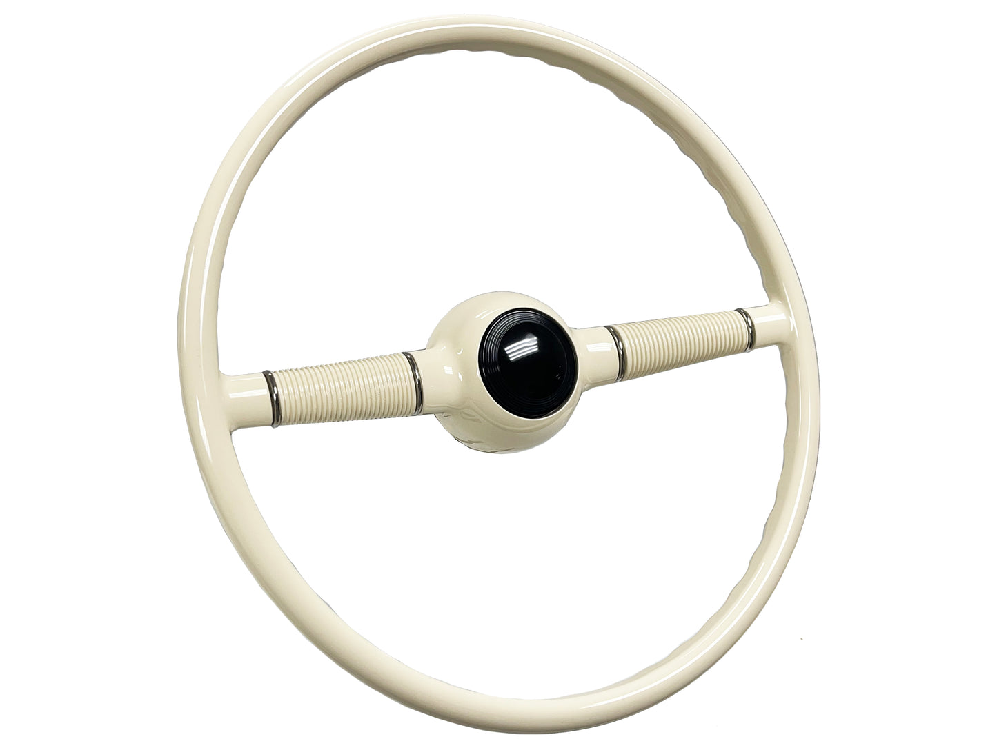 16" Forty White Steering Wheel with Black Horn Cap