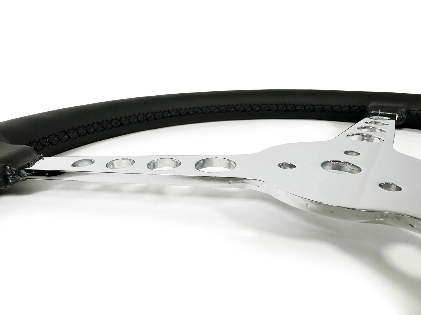 15" Leather 3-Bolt Sprint Steering Wheel Mercury Head Kit, 3-Spoke with Holes