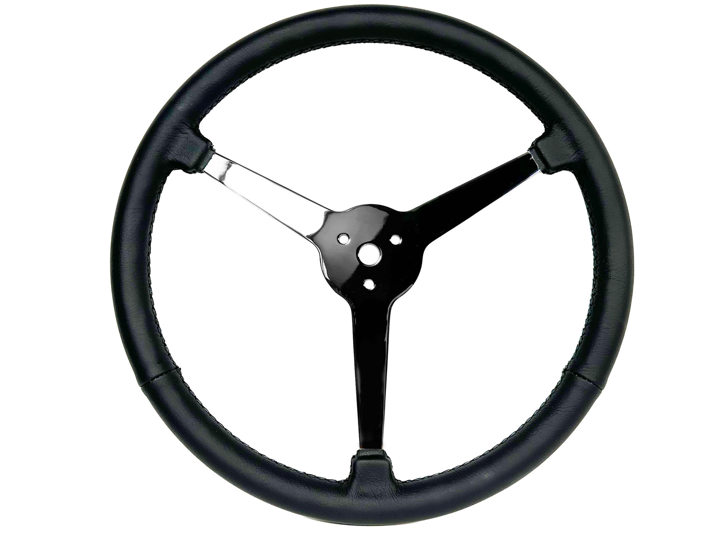 15" Leather 3-Bolt Sprint Steering Wheel Mercury Head Kit, Solid 3-Spoke