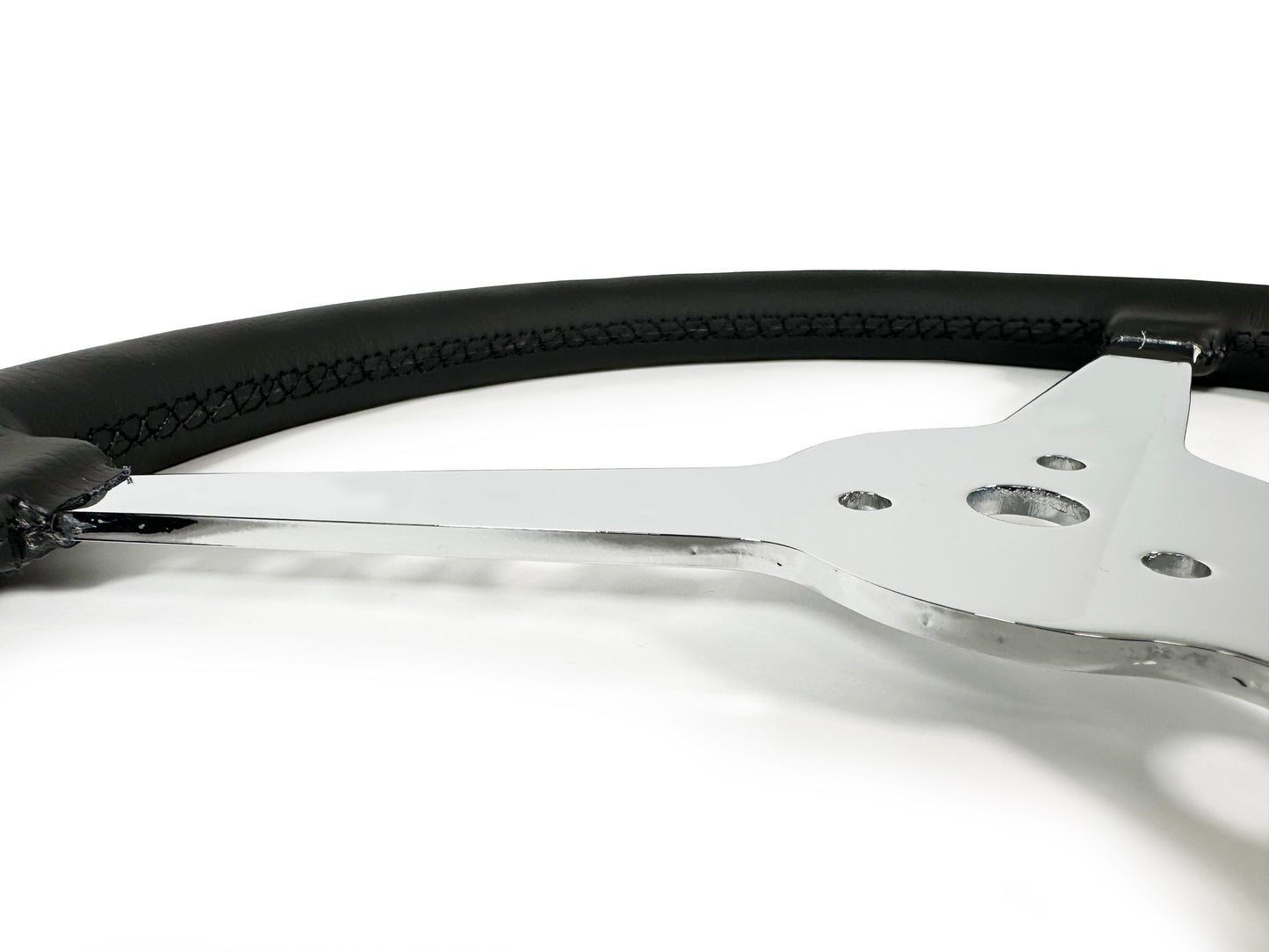 15" Leather 3-Bolt Sprint Steering Wheel LimeWorks Kit, Solid 3-Spoke