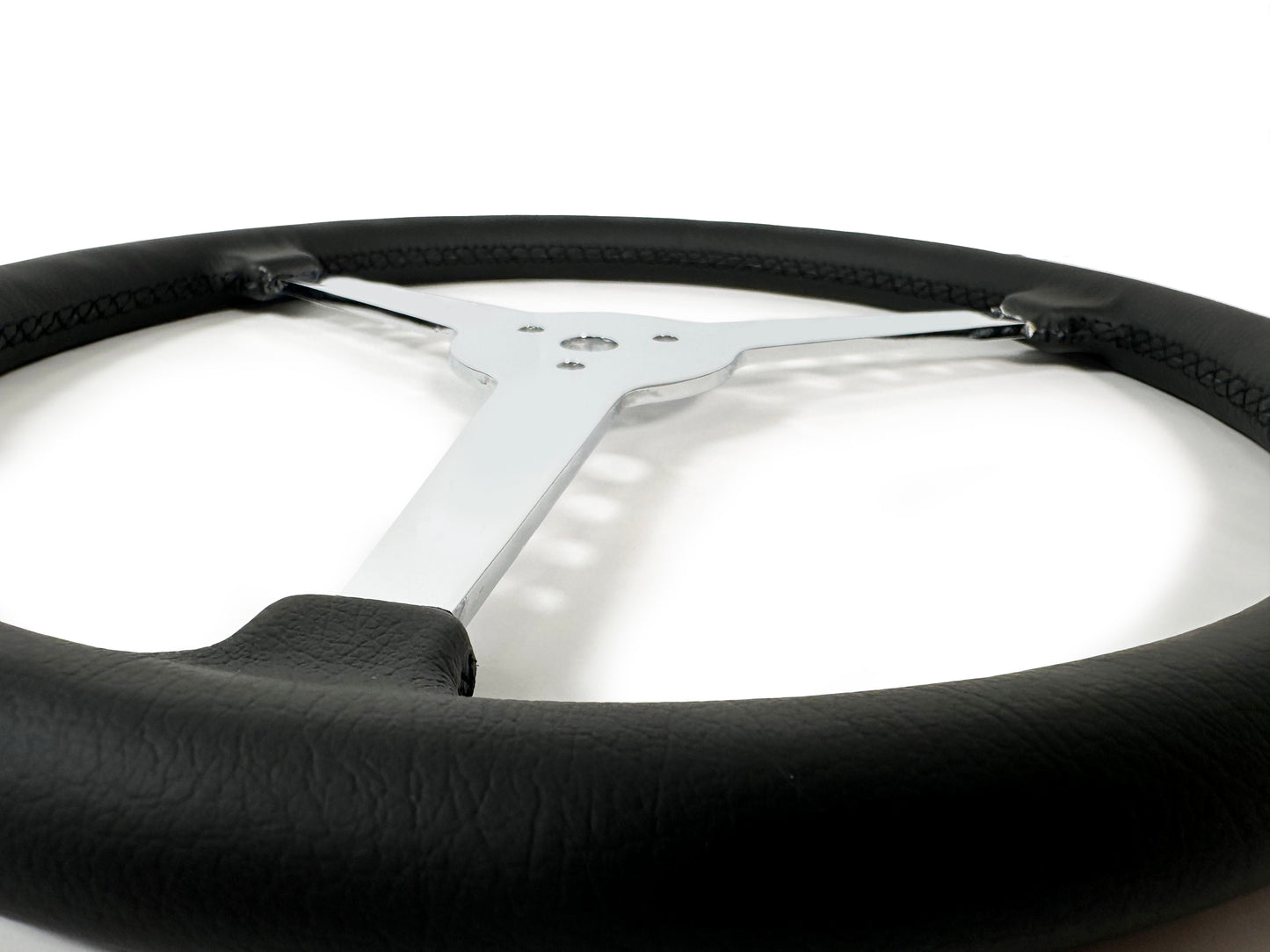 15" Leather 3-Bolt Sprint Steering Wheel, Solid 3-Spoke