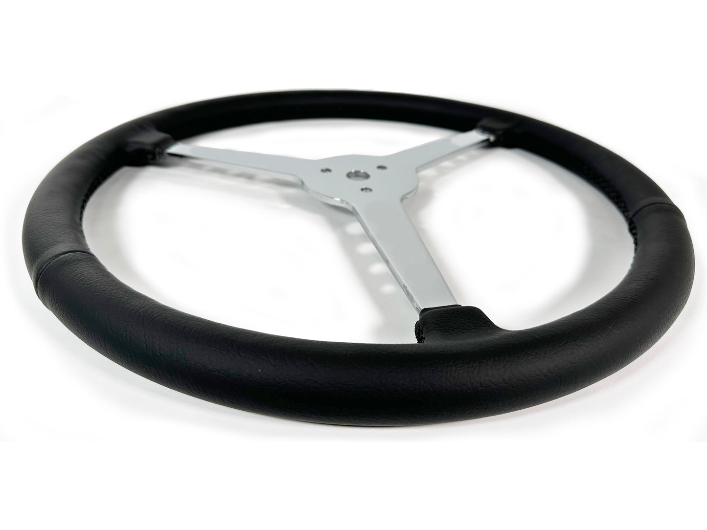 15" Leather 3-Bolt Sprint Steering Wheel Mercury Head Kit, Solid 3-Spoke