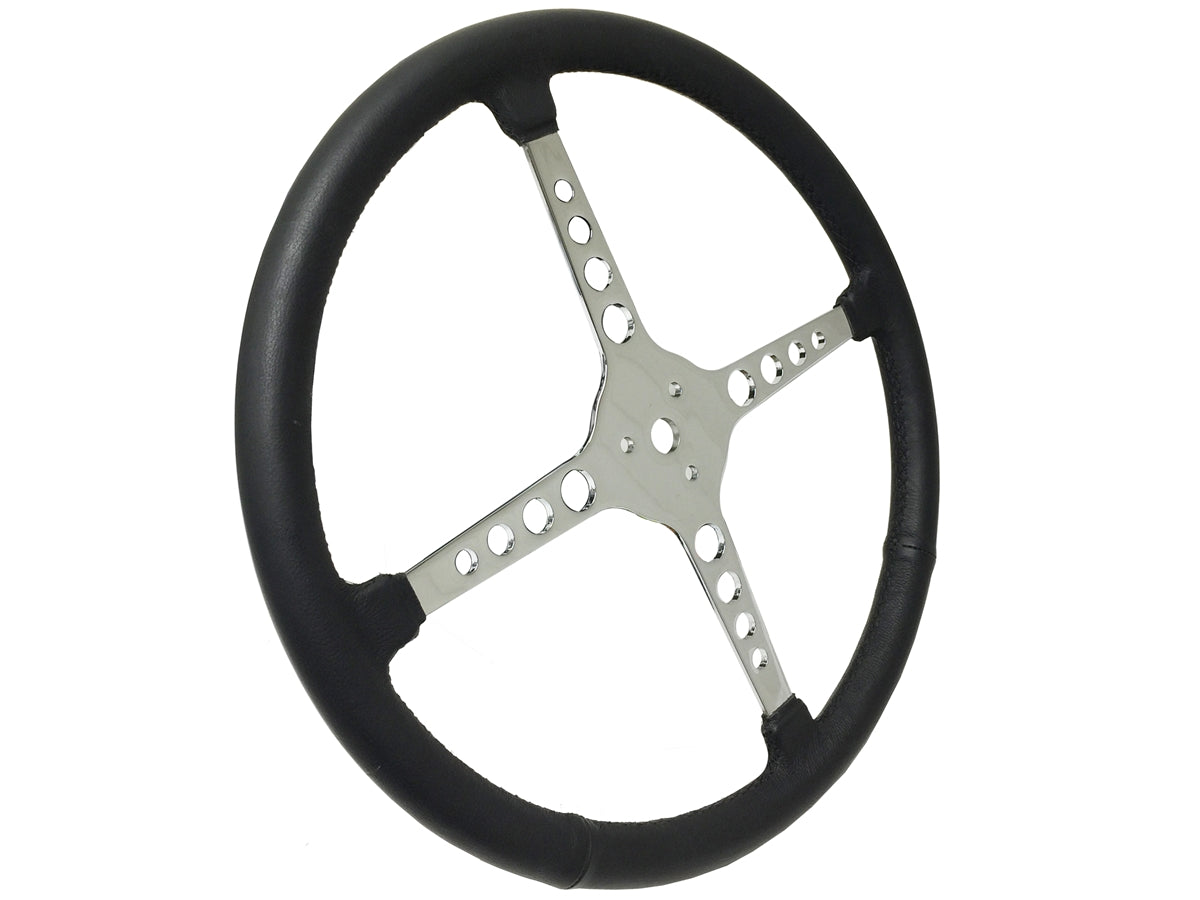 15" Leather 3-Bolt Sprint Steering Wheel, 4-Spoke with Holes