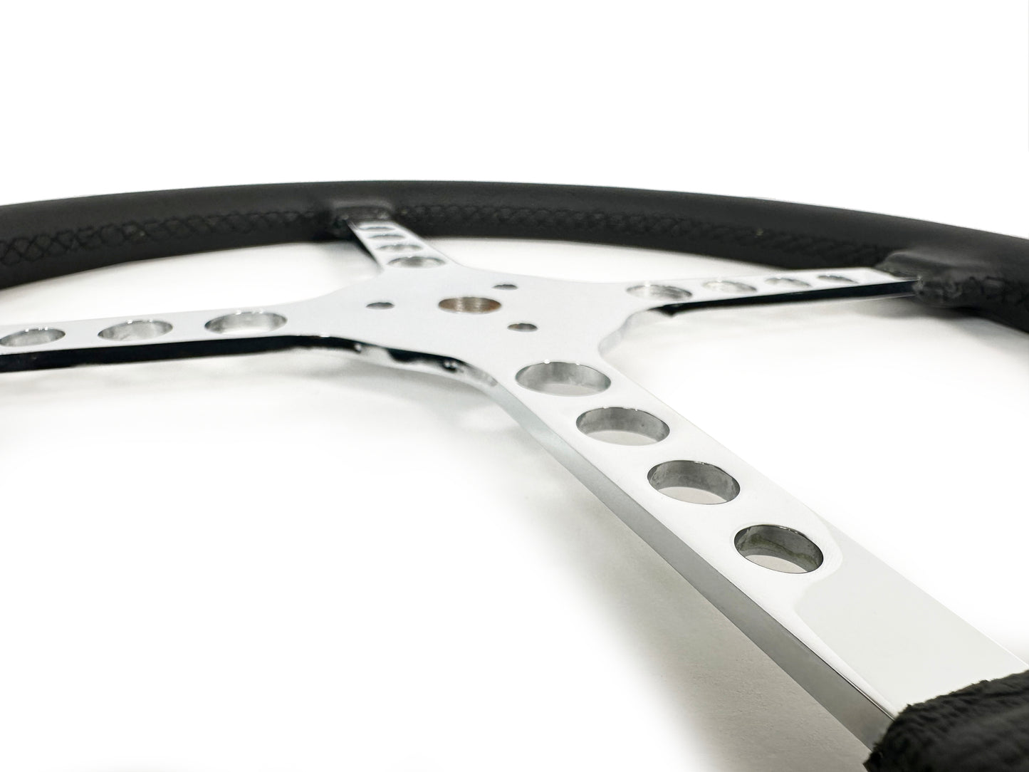 15" Leather 3-Bolt Sprint Steering Wheel, 4-Spoke with Holes