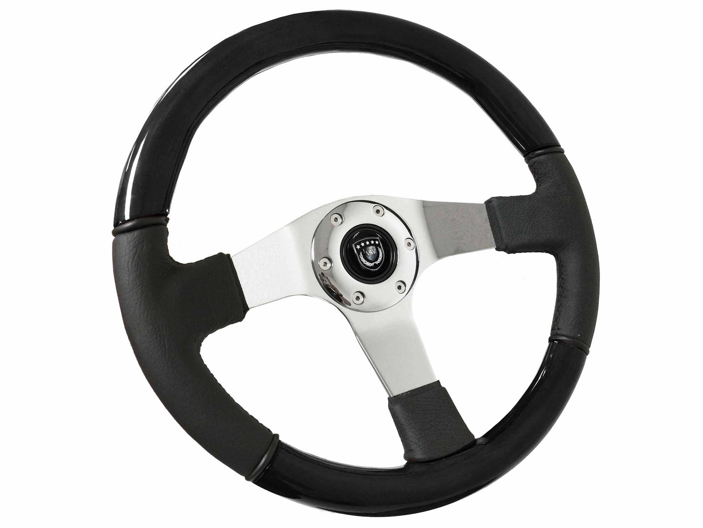 Black Ash Wood / Premium Leather Chrome Center S6 Sport Steering Wheel