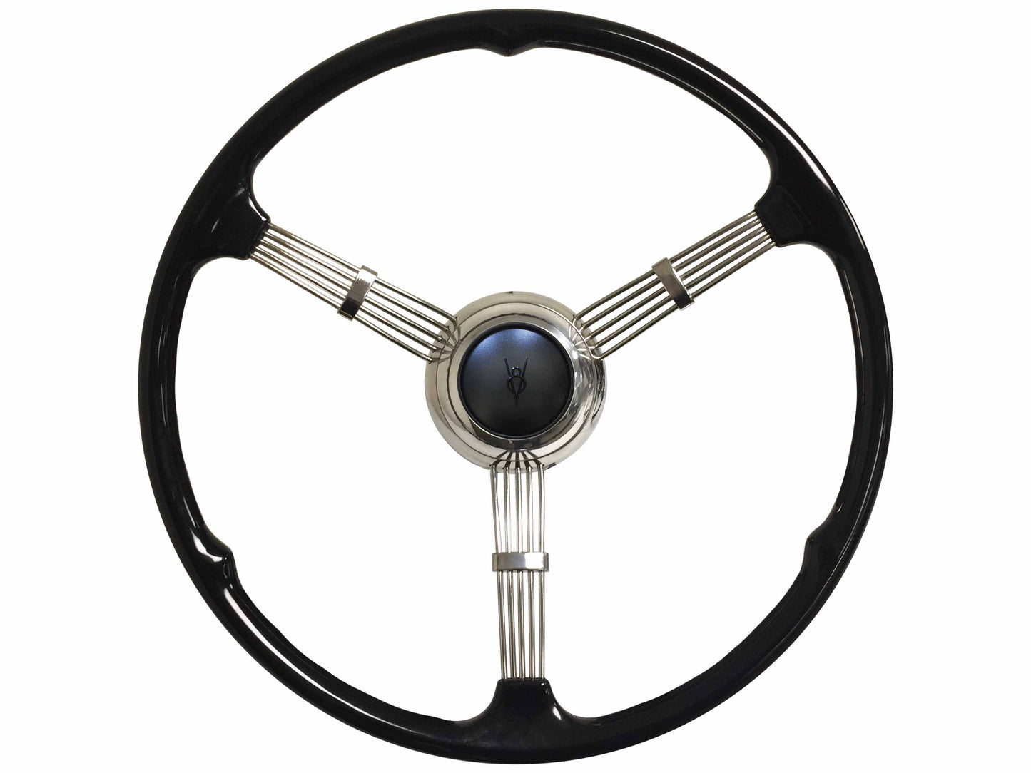 1935-37 Style 16" Banjo Steering Wheel Kit, Embossed V8 Horn Cap
