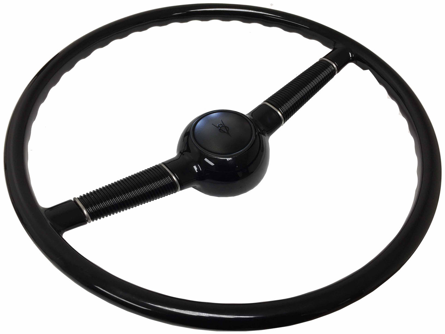 16" Forty Black Steering Wheel Kit with Embossed Ford V8 Horn Cap