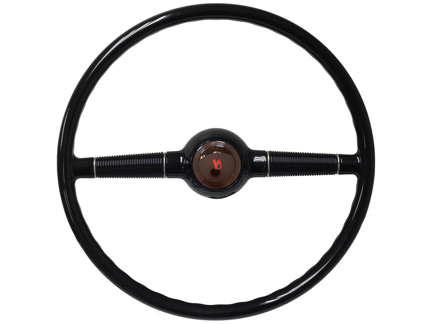 16" Forty Black Steering Wheel Kit with Brown Ford V8 Horn Cap