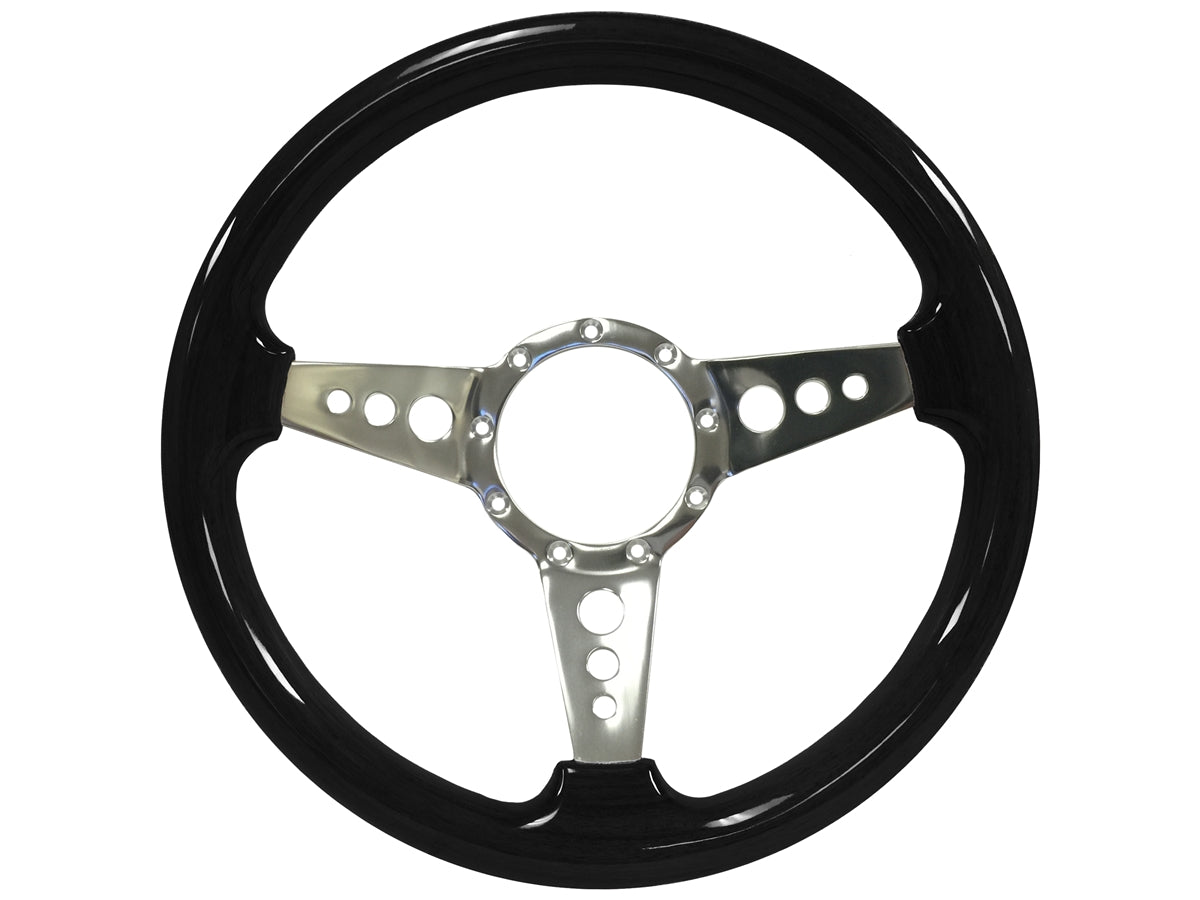 Black Ash Finish Grip with 3 Spoke Center with Holes