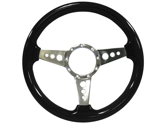 Black Ash Finish Grip with 3 Spoke Center with Holes