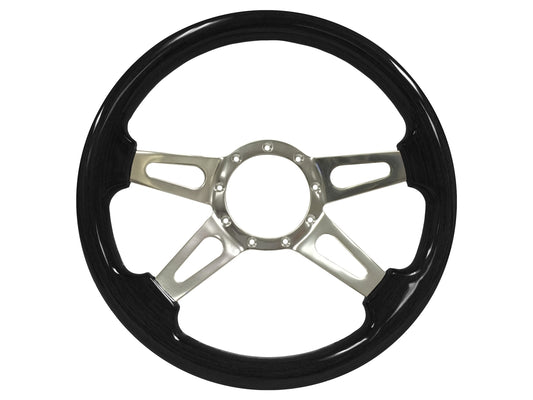 Black Ash Finish Grip with 4 Spoke Center with Slots
