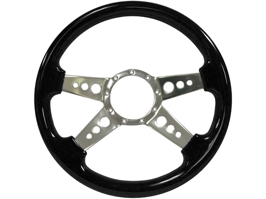 Black Ash Finish Grip with 4 Spoke Center with Holes