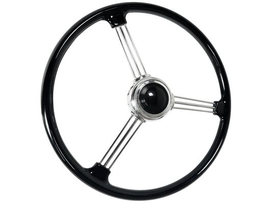 '38 Zephyr Banjo Steering Wheel Kit with a Black Button