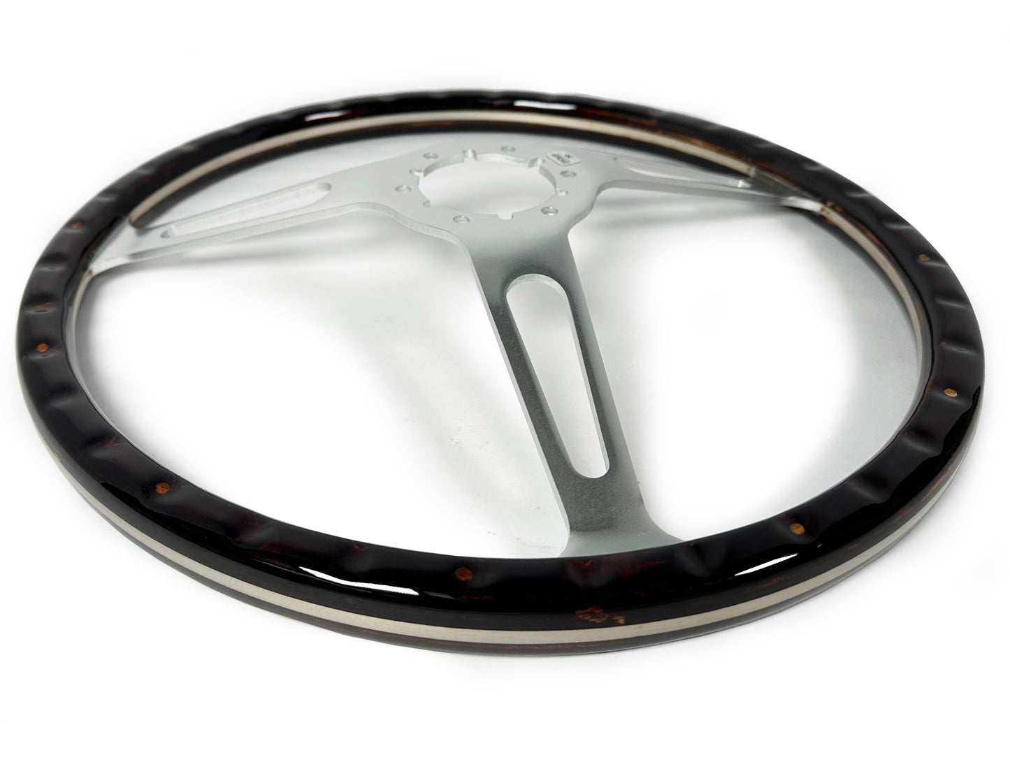 15" Classic Deluxe Espresso Wood Steering Wheel with Rivets