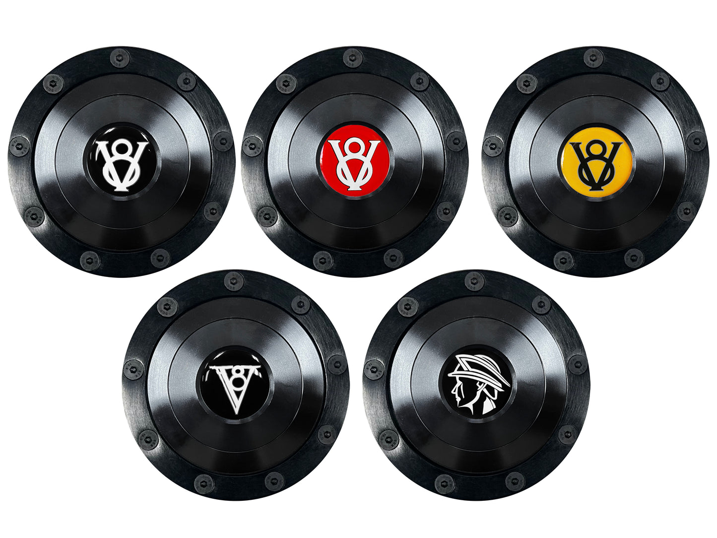 356 Style 9-Bolt Steering Wheel Black Hot Rod Kit, Billet Horn Button