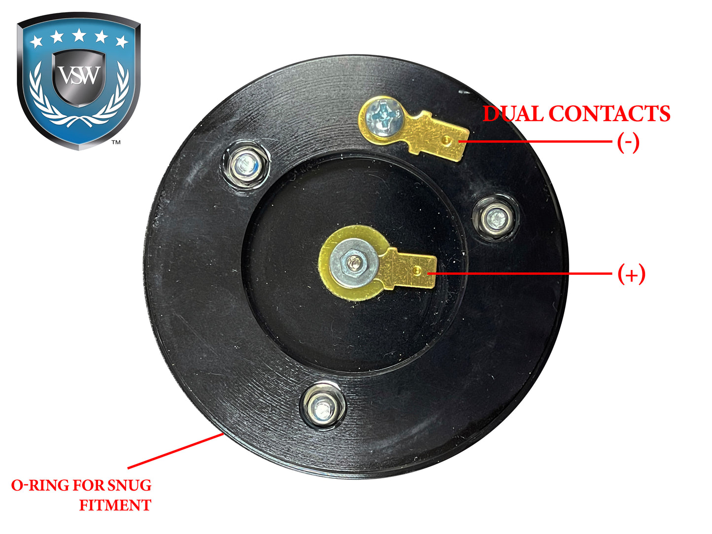 VSW 9-Bolt Black Billet Horn Button, Mercury Head Gel Emblem