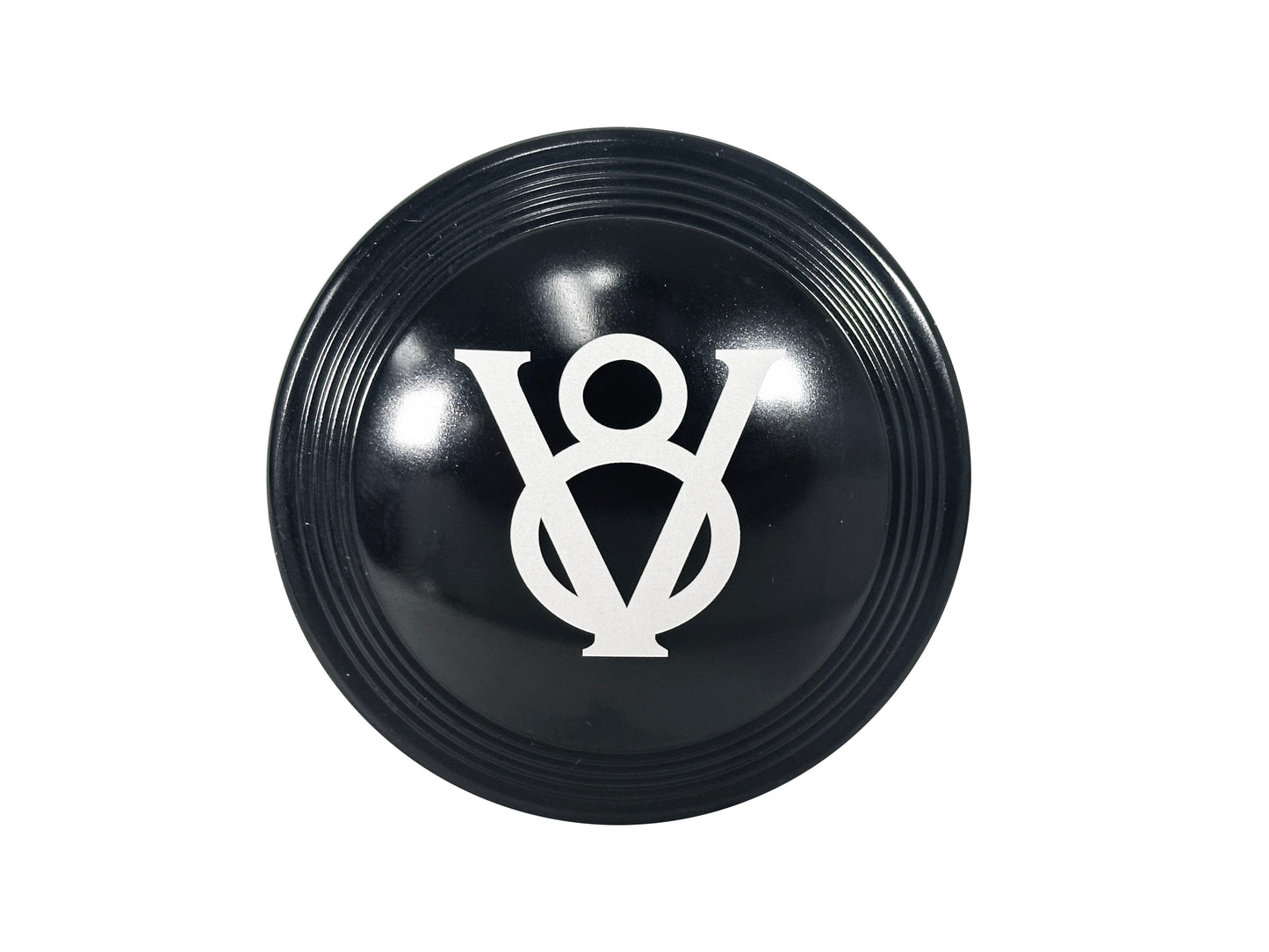 Laser Etched Hot Rod V8 Black Billet Horn Cap