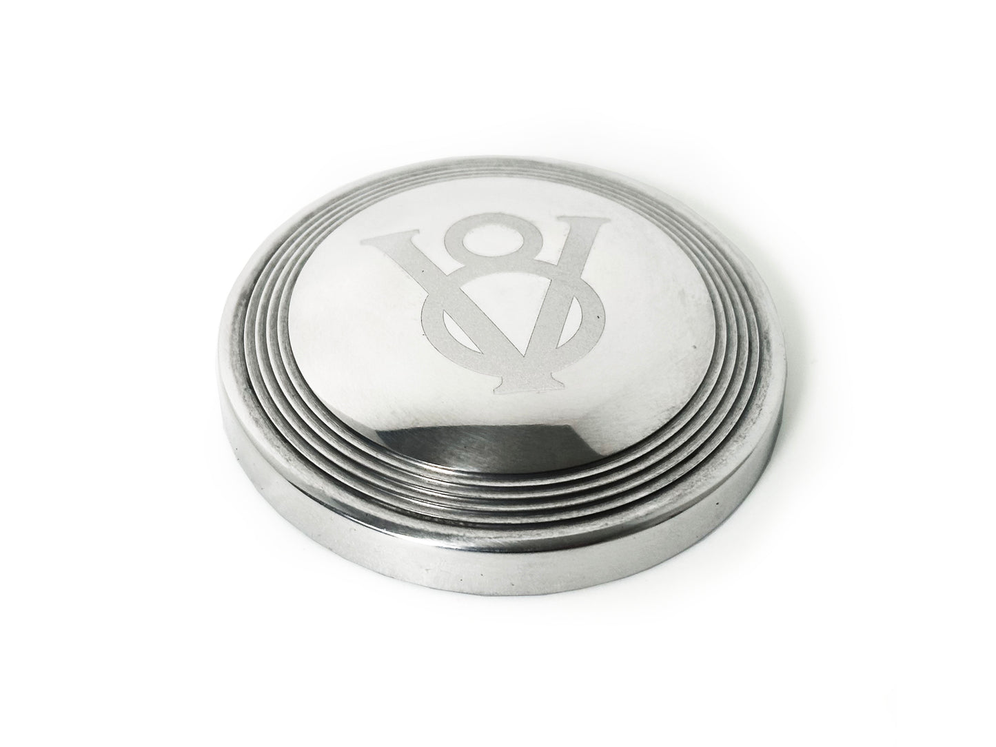 Laser Etched Hot Rod V8 Polished Billet Horn Cap