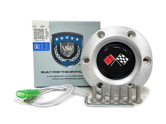 GM Cross flags Brushed Button 6 Bolt