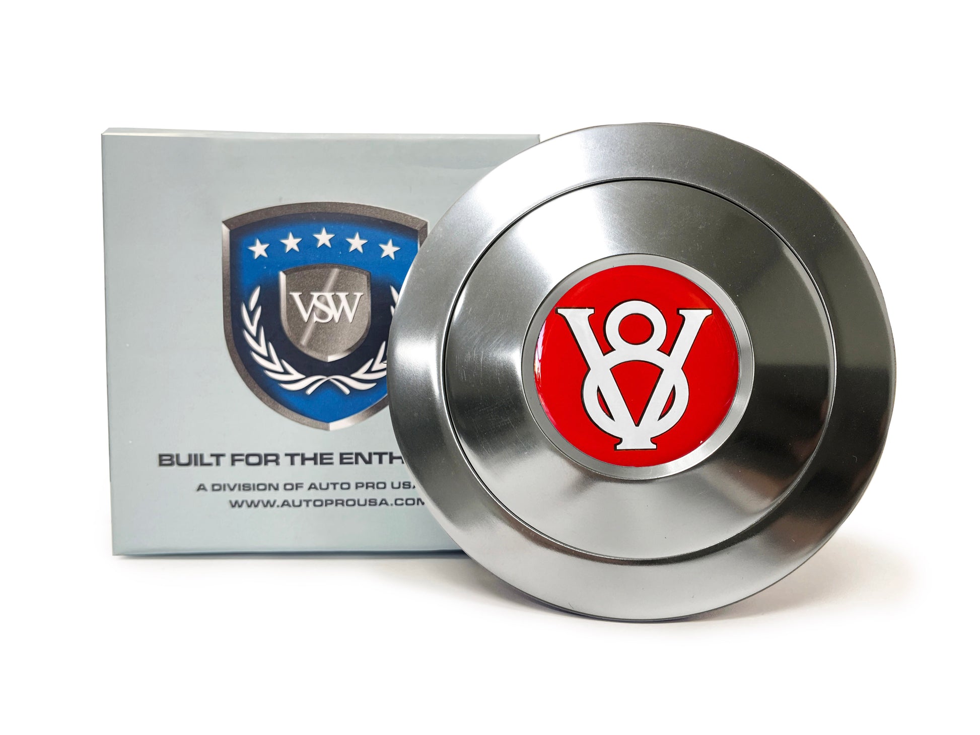 VSW 9-Bolt Billet Horn Button, Red Hot Rod V8 Gel Emblem ...