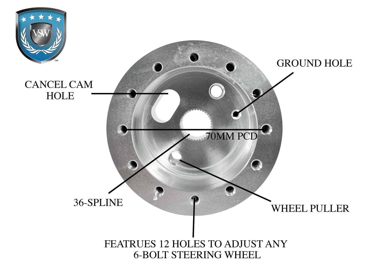 Late GM Style 6-Bolt Steering Wheel Hub Adapter, Anodized 6061 Aluminum